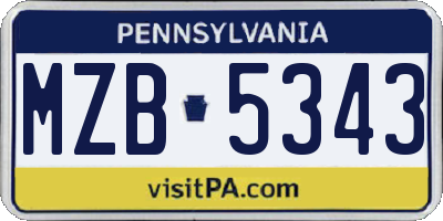 PA license plate MZB5343