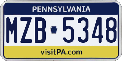 PA license plate MZB5348