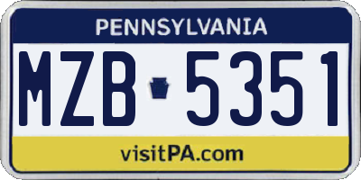 PA license plate MZB5351