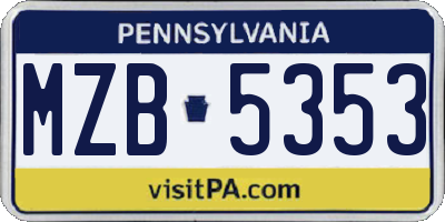 PA license plate MZB5353