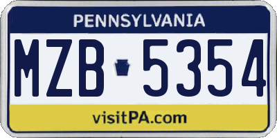 PA license plate MZB5354