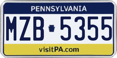 PA license plate MZB5355