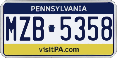PA license plate MZB5358