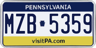 PA license plate MZB5359