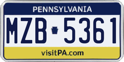 PA license plate MZB5361