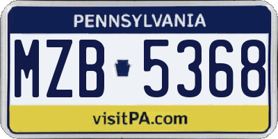 PA license plate MZB5368