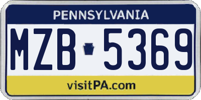 PA license plate MZB5369