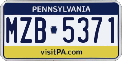 PA license plate MZB5371