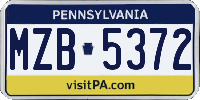 PA license plate MZB5372