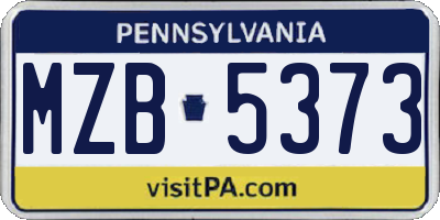 PA license plate MZB5373