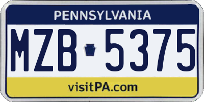 PA license plate MZB5375