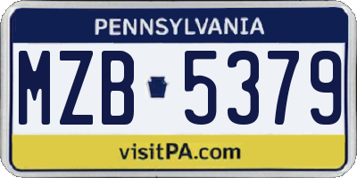 PA license plate MZB5379