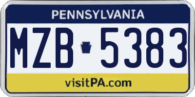 PA license plate MZB5383