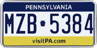 PA license plate MZB5384