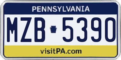 PA license plate MZB5390