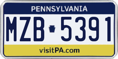 PA license plate MZB5391