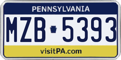 PA license plate MZB5393