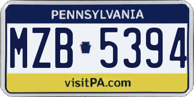 PA license plate MZB5394