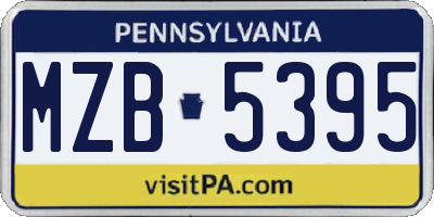 PA license plate MZB5395