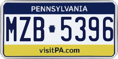 PA license plate MZB5396