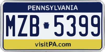 PA license plate MZB5399