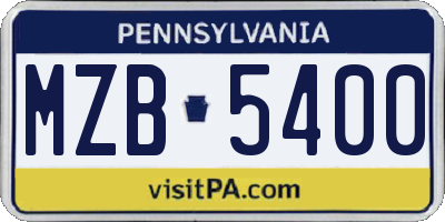 PA license plate MZB5400