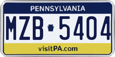 PA license plate MZB5404
