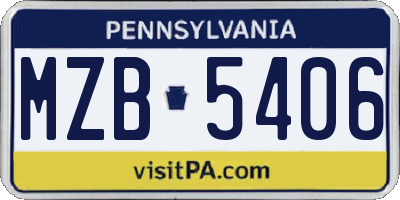 PA license plate MZB5406