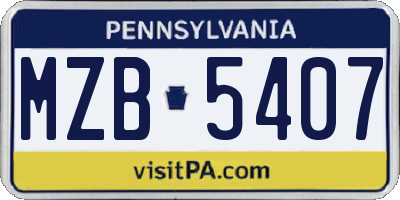 PA license plate MZB5407