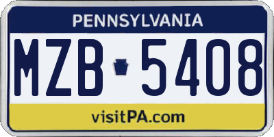 PA license plate MZB5408