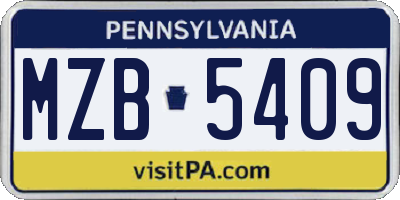 PA license plate MZB5409