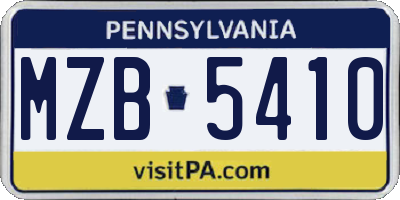 PA license plate MZB5410