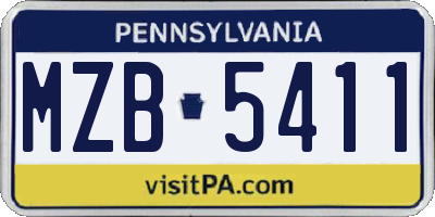 PA license plate MZB5411