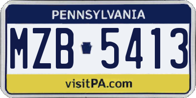 PA license plate MZB5413