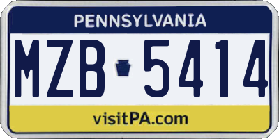 PA license plate MZB5414