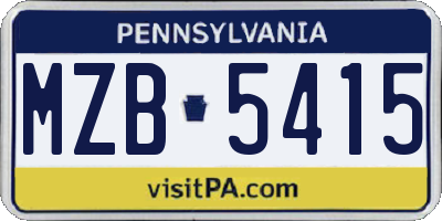 PA license plate MZB5415