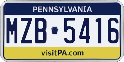 PA license plate MZB5416
