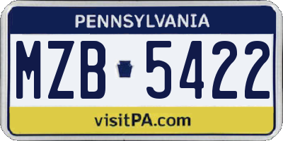 PA license plate MZB5422