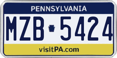 PA license plate MZB5424