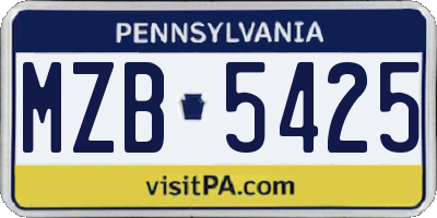 PA license plate MZB5425