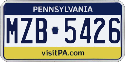 PA license plate MZB5426