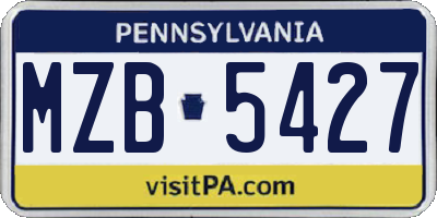 PA license plate MZB5427
