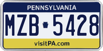 PA license plate MZB5428
