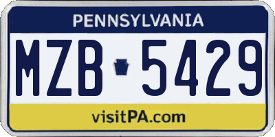 PA license plate MZB5429