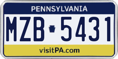 PA license plate MZB5431