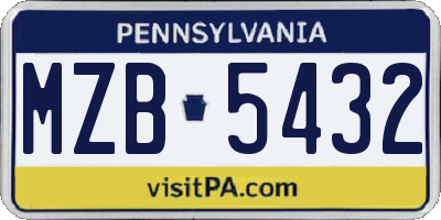 PA license plate MZB5432