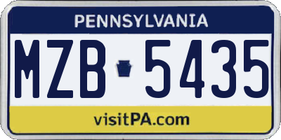 PA license plate MZB5435