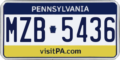 PA license plate MZB5436