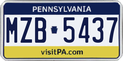 PA license plate MZB5437