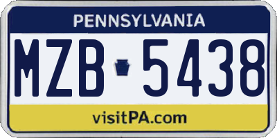 PA license plate MZB5438
